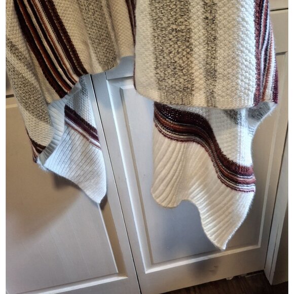 Torrid Womens Open Front Striped Cardigan Sweater Size 1 Ivory Brown Burgundy Co - Picture 6 of 14